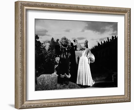 La Belle and la Bete by JeanCocteau with Josette Day and Jean Marais, 1946 (b/w photo)-null-Framed Photo