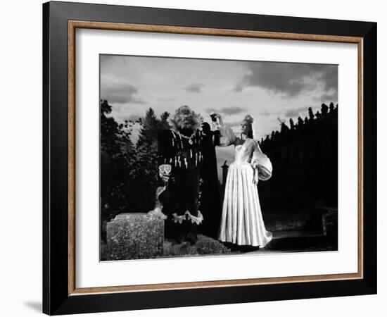 La Belle and la Bete by JeanCocteau with Josette Day and Jean Marais, 1946 (b/w photo)-null-Framed Photo