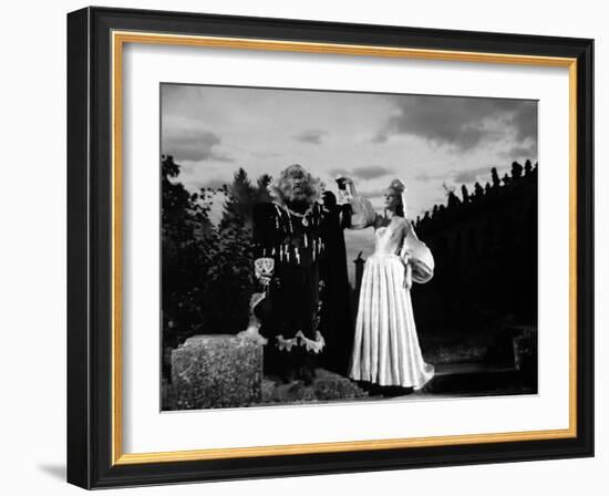 La Belle and la Bete by JeanCocteau with Josette Day and Jean Marais, 1946 (b/w photo)-null-Framed Photo