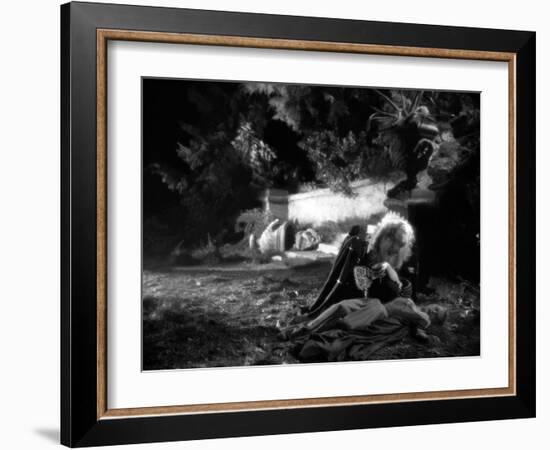 La Belle and la Bete by JeanCocteau with Josette Day and Jean Marais, 1946 (b/w photo)-null-Framed Photo