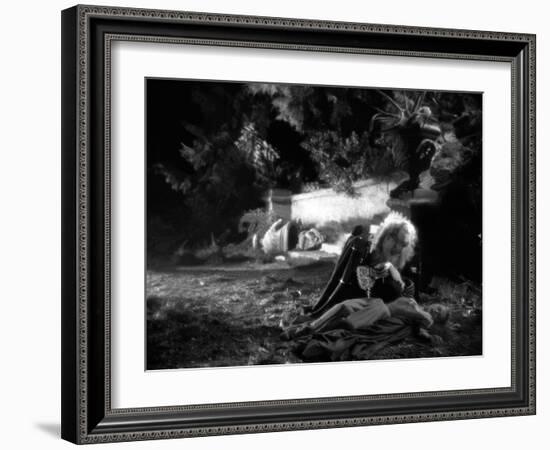 La Belle and la Bete by JeanCocteau with Josette Day and Jean Marais, 1946 (b/w photo)-null-Framed Photo