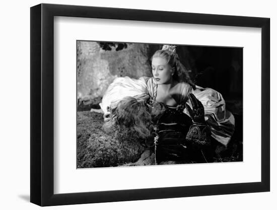 La Belle and la Bete by JeanCocteau with Josette Day and Jean Marais, 1946 (b/w photo)-null-Framed Photo