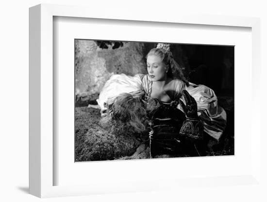 La Belle and la Bete by JeanCocteau with Josette Day and Jean Marais, 1946 (b/w photo)-null-Framed Photo