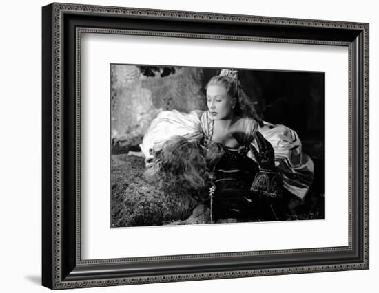 La Belle and la Bete by JeanCocteau with Josette Day and Jean Marais, 1946 (b/w photo)-null-Framed Photo