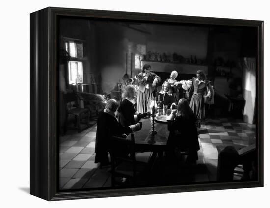 La Belle and la Bete by JeanCocteau with Michel Auclair, Josette Day, Marcel Andre and Jean Marais,-null-Framed Stretched Canvas