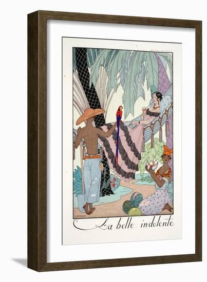 La Belle Indolente, from 'Falbalas and Fanfreluches, Almanach des Modes Présentes, Passées et…-Georges Barbier-Framed Giclee Print