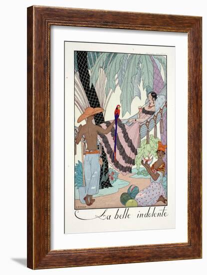 La Belle Indolente, from 'Falbalas and Fanfreluches, Almanach des Modes Présentes, Passées et…-Georges Barbier-Framed Giclee Print