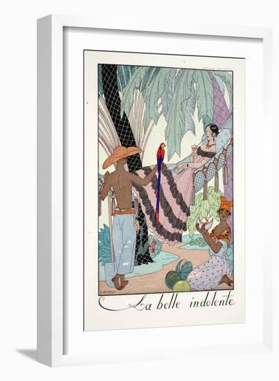 La Belle Indolente, from 'Falbalas and Fanfreluches, Almanach des Modes Présentes, Passées et…-Georges Barbier-Framed Giclee Print