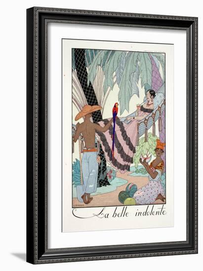 La Belle Indolente, from 'Falbalas and Fanfreluches, Almanach des Modes Présentes, Passées et…-Georges Barbier-Framed Giclee Print