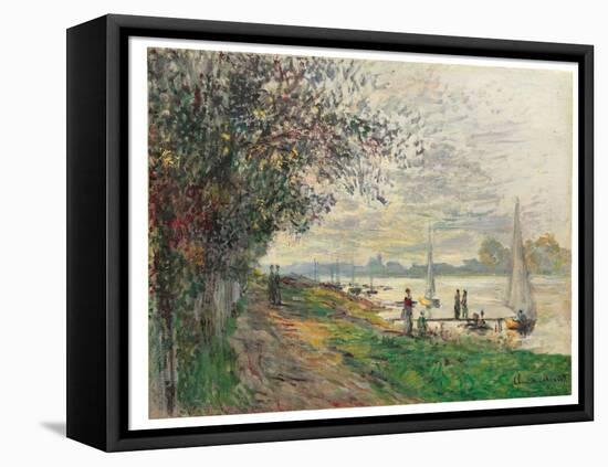 La Berge Du Petit-Gennevilliers, Soleil Couchant, 1875 (Oil on Canvas)-Claude Monet-Framed Premier Image Canvas