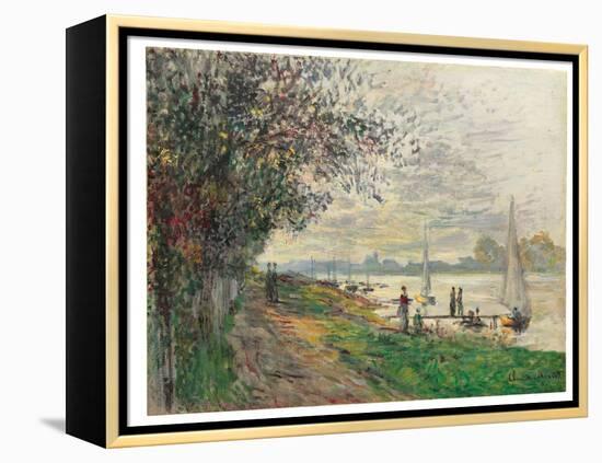 La Berge Du Petit-Gennevilliers, Soleil Couchant, 1875 (Oil on Canvas)-Claude Monet-Framed Premier Image Canvas