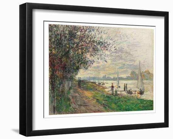 La Berge Du Petit-Gennevilliers, Soleil Couchant, 1875 (Oil on Canvas)-Claude Monet-Framed Giclee Print