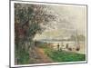 La Berge Du Petit-Gennevilliers, Soleil Couchant, 1875 (Oil on Canvas)-Claude Monet-Mounted Giclee Print