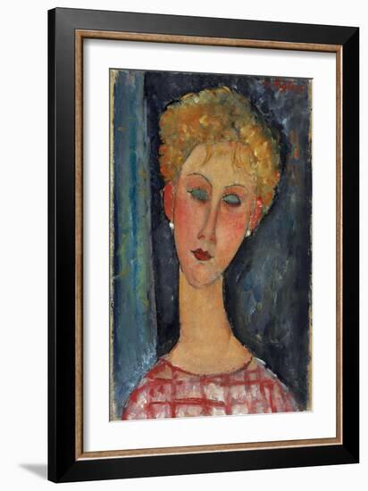 La Blonde Aux Boucles D'Oreille, 1918-1919-Amedeo Modigliani-Framed Giclee Print