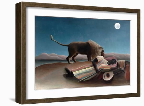 La Bohémienne Endormie(The Sleeping Gypsy) by Henri Rousseau-Henri Rousseau-Framed Premium Giclee Print