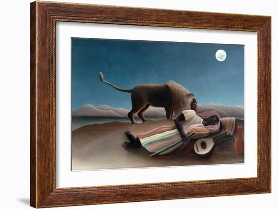 La Bohémienne Endormie(The Sleeping Gypsy) by Henri Rousseau-Henri Rousseau-Framed Premium Giclee Print