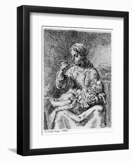 La Bouillie, 1861-Jean Francois Millet-Framed Giclee Print