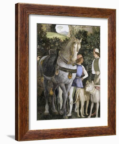 La Camera Degli Sposi: Grooms with Horse and Two Dogs-Andrea Mantegna-Framed Giclee Print