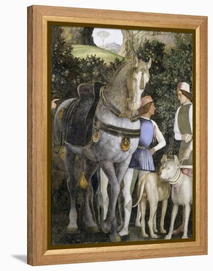 La Camera Degli Sposi: Grooms with Horse and Two Dogs-Andrea Mantegna-Framed Premier Image Canvas