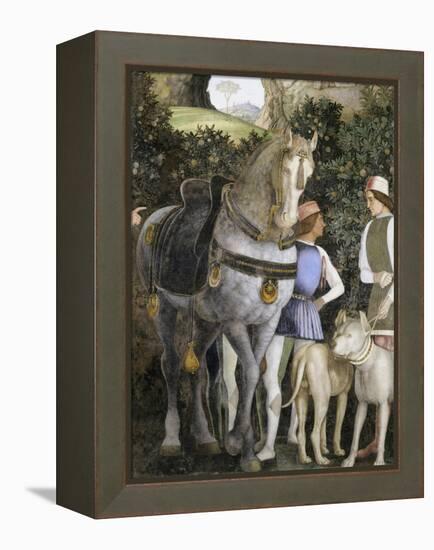 La Camera Degli Sposi: Grooms with Horse and Two Dogs-Andrea Mantegna-Framed Premier Image Canvas