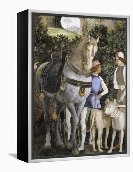 La Camera Degli Sposi: Grooms with Horse and Two Dogs-Andrea Mantegna-Framed Premier Image Canvas