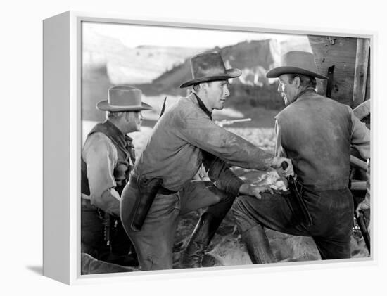 La Caravane heroique (Virginia City) by MichaelCurtiz with Errol Flynn and Randolph Scott, 1940 (b/-null-Framed Stretched Canvas