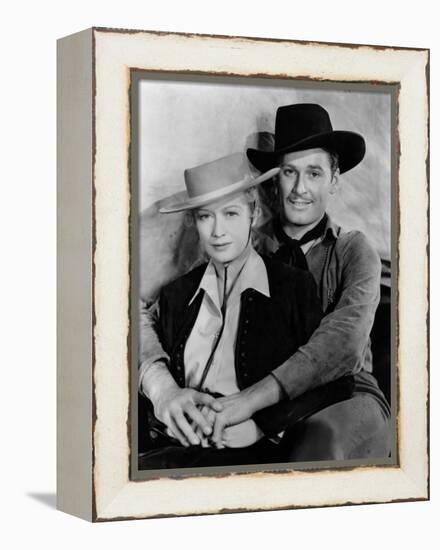 La Caravane heroique (Virginia City) by MichaelCurtiz with Miriam Hopkins and Errol Flynn, 1940 (b/-null-Framed Stretched Canvas