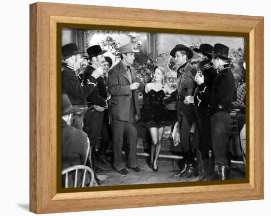 La Caravane heroique (Virginia City) by MichaelCurtiz with Randolph Scott, Myriam Hopkins and Errol-null-Framed Stretched Canvas