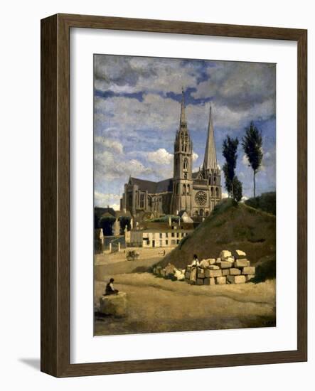 La cathédrale de Chartres-Jean-Baptiste-Camille Corot-Framed Giclee Print