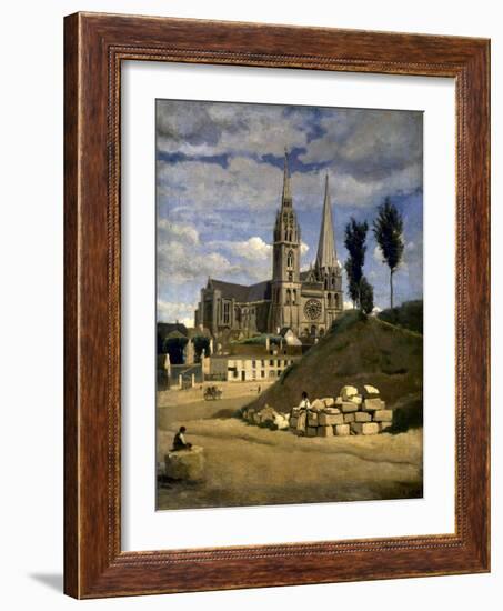 La cathédrale de Chartres-Jean-Baptiste-Camille Corot-Framed Giclee Print