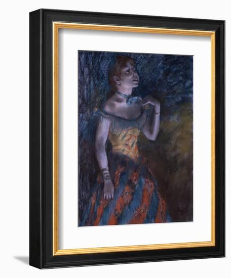 La Chanteuse verte-Edgar Degas-Framed Giclee Print