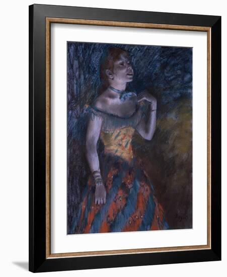 La Chanteuse verte-Edgar Degas-Framed Giclee Print