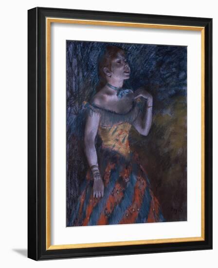 La Chanteuse verte-Edgar Degas-Framed Giclee Print