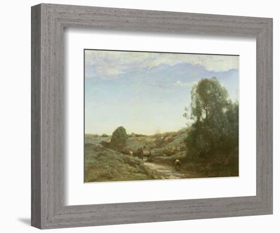 La Charette, Memory of Marcoussis-Jean-Baptiste-Camille Corot-Framed Giclee Print