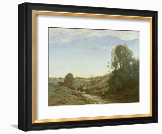 La Charette, Memory of Marcoussis-Jean-Baptiste-Camille Corot-Framed Giclee Print