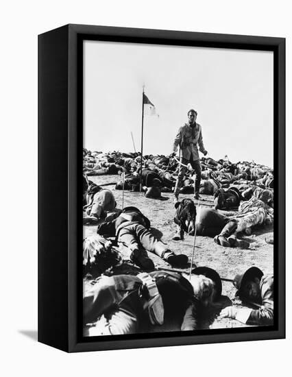 La Charge Fantastique THEY DIED WITH THEIR BOOTS ON by Raoul Walsh with Errol Flynn, 1941 (b/w phot-null-Framed Stretched Canvas