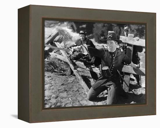 La Charge Fantastique THEY DIED WITH THEIR BOOTS ON by Raoul Walsh with Errol Flynn, 1941 (b/w phot-null-Framed Stretched Canvas