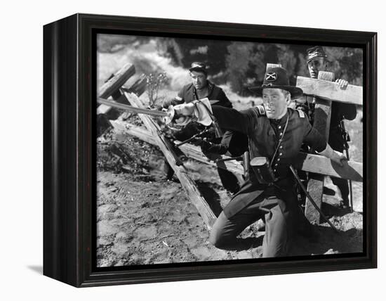 La Charge Fantastique THEY DIED WITH THEIR BOOTS ON by Raoul Walsh with Errol Flynn, 1941 (b/w phot-null-Framed Stretched Canvas