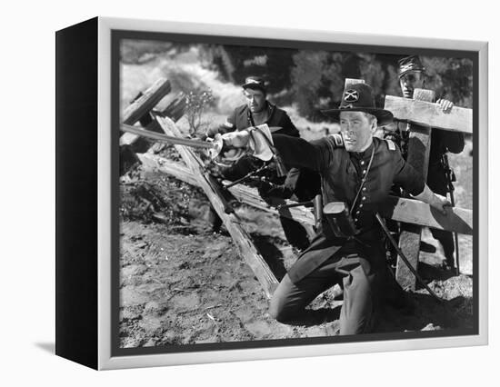 La Charge Fantastique THEY DIED WITH THEIR BOOTS ON by Raoul Walsh with Errol Flynn, 1941 (b/w phot-null-Framed Stretched Canvas