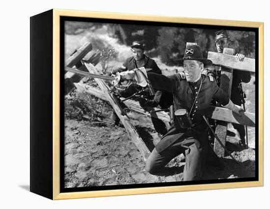 La Charge Fantastique THEY DIED WITH THEIR BOOTS ON by Raoul Walsh with Errol Flynn, 1941 (b/w phot-null-Framed Stretched Canvas