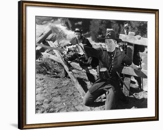 La Charge Fantastique THEY DIED WITH THEIR BOOTS ON by Raoul Walsh with Errol Flynn, 1941 (b/w phot-null-Framed Photo