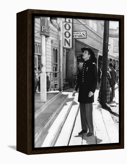 La Charge Fantastique THEY DIED WITH THEIR BOOTS ON by Raoul Walsh with Errol Flynn, 1941 (b/w phot-null-Framed Stretched Canvas