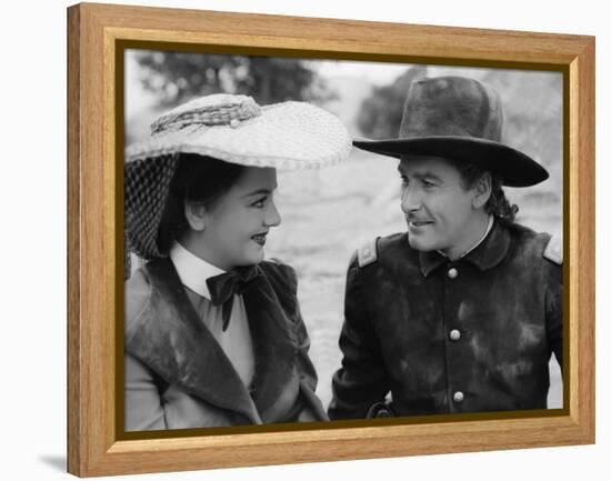 La Charge Fantastique THEY DIED WITH THEIR BOOTS ON by Raoul Walsh with Olivia by Havilland and Err-null-Framed Stretched Canvas