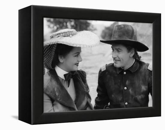 La Charge Fantastique THEY DIED WITH THEIR BOOTS ON by Raoul Walsh with Olivia by Havilland and Err-null-Framed Stretched Canvas