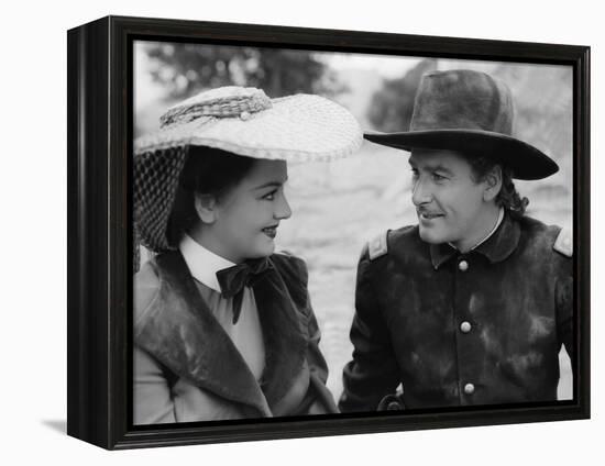 La Charge Fantastique THEY DIED WITH THEIR BOOTS ON by Raoul Walsh with Olivia by Havilland and Err-null-Framed Stretched Canvas