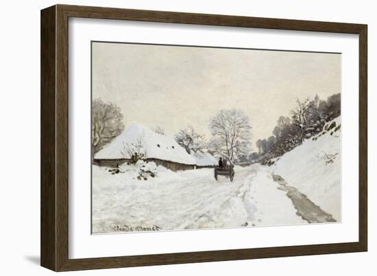 La Charrette. Route sous la neige à Honfleur, avec la ferme Saint Siméon-Claude Monet-Framed Giclee Print