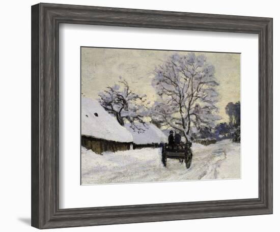 La Charrette, Route Sous La Neige À Honfleur, Cart, the Honfleur Road under Snow-Claude Monet-Framed Giclee Print