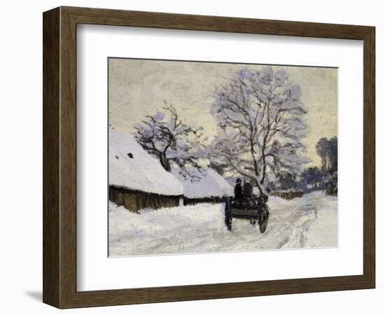 La Charrette, Route Sous La Neige À Honfleur, Cart, the Honfleur Road under Snow-Claude Monet-Framed Giclee Print