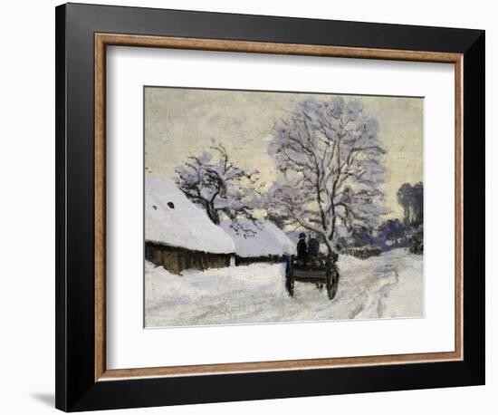 La Charrette, Route Sous La Neige À Honfleur, Cart, the Honfleur Road under Snow-Claude Monet-Framed Giclee Print