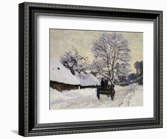 La Charrette, Route Sous La Neige À Honfleur, Cart, the Honfleur Road under Snow-Claude Monet-Framed Giclee Print